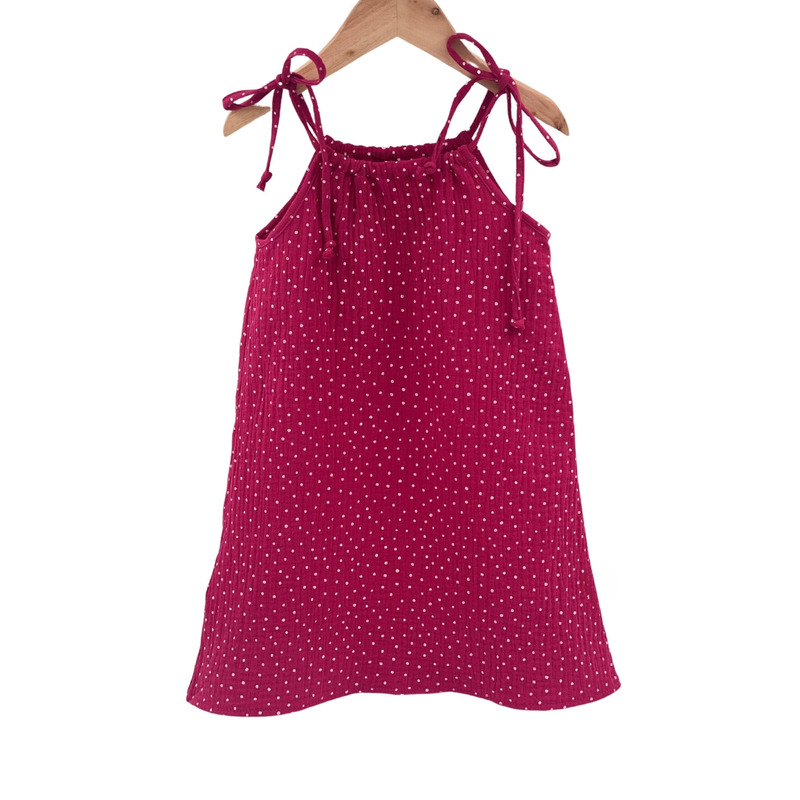Rochie de vara cu snur pentru fetite, din muselina, Dots, 12-18 luni