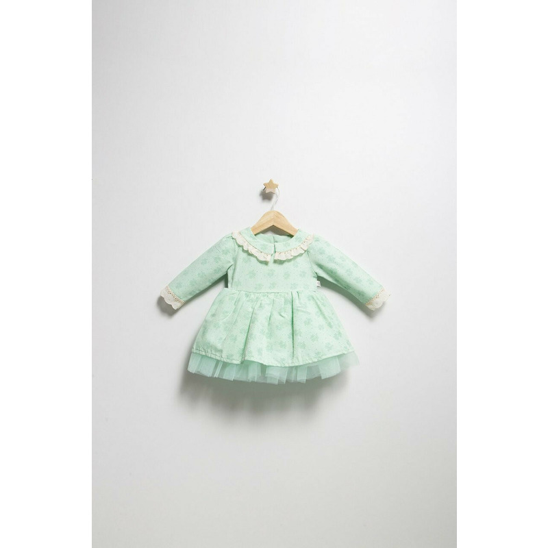 Rochita eleganta pentru fetite Elbise, Tongs baby, cu tulle si volane (Culoare: Bej, Marime: 6-9 luni)