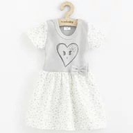 Rochita, New Baby, Cu maneca scurta, In forma de A, Din 100% bumbac certificat Oeko Tex Standard 100, Marime 68, 4-6 luni, Hearts