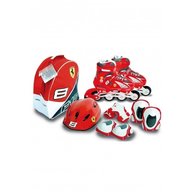 Saica - Role copii reglabile 35-38 Ferrari, cu protectii si casca in ghiozdan