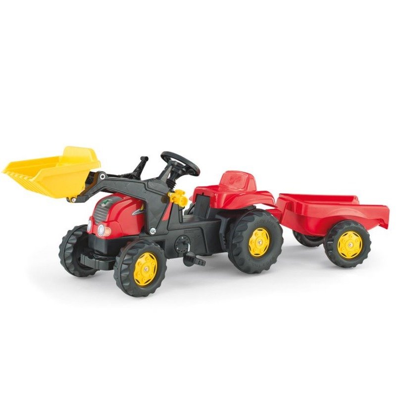 Rolly Toys Tractor cu pedale si remorca 023127 Rosu