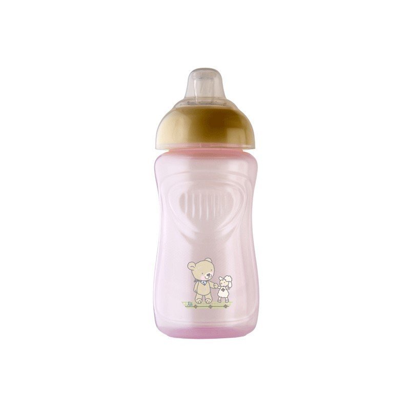 Rotho-baby design - pahar cu supapa silicon 300 ml, tender rose