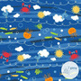 Royal Blue Sea Friends 0/6 luni - Palarie baieti SPF 50+ cu snur reglator Green Sprouts by iPlay - 3