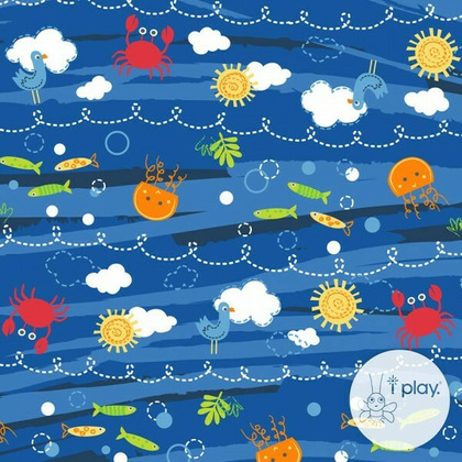 Royal Blue Sea Friends 18 luni - Slip baieti SPF 50+ refolosibil, cu capse Green Sprouts by iPlay