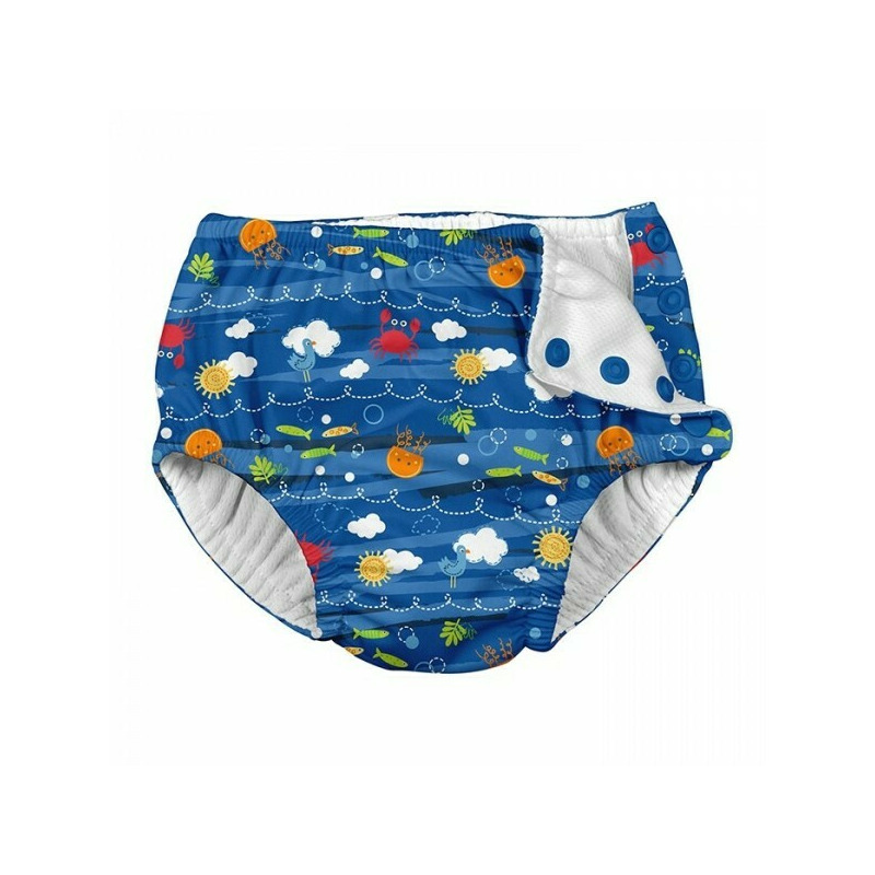 Royal Blue Sea Friends 6 luni - Slip baieti SPF 50+ refolosibil, cu capse Green Sprouts by iPlay