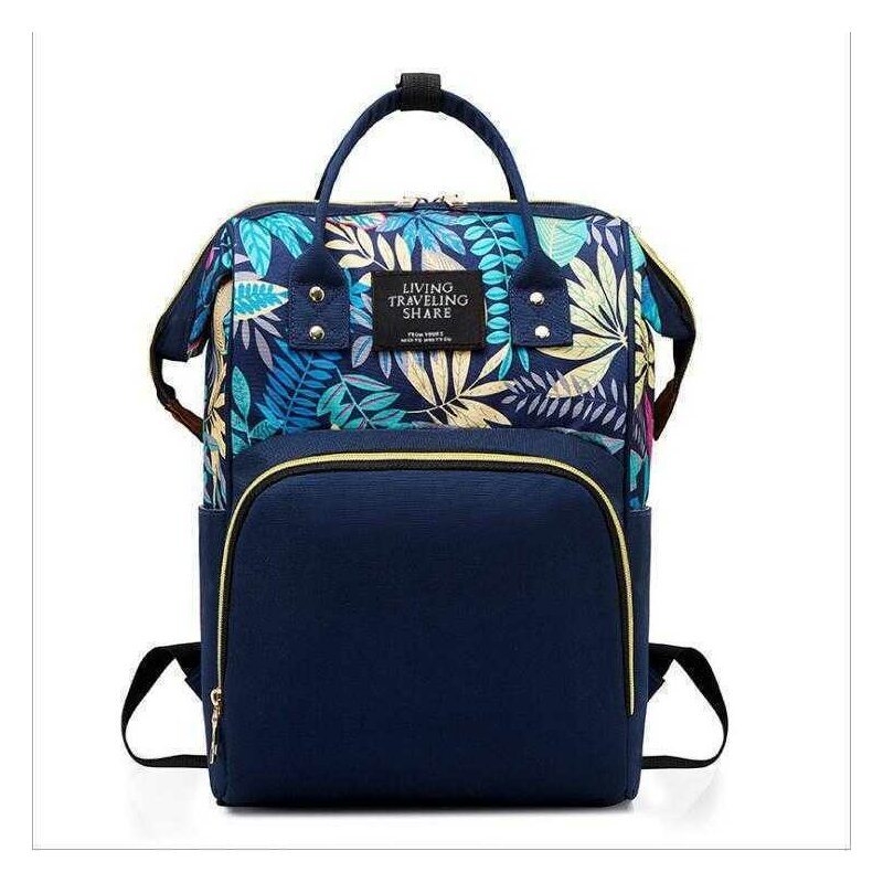 Bambinice - rucsac pentru mamici leaves, albastru