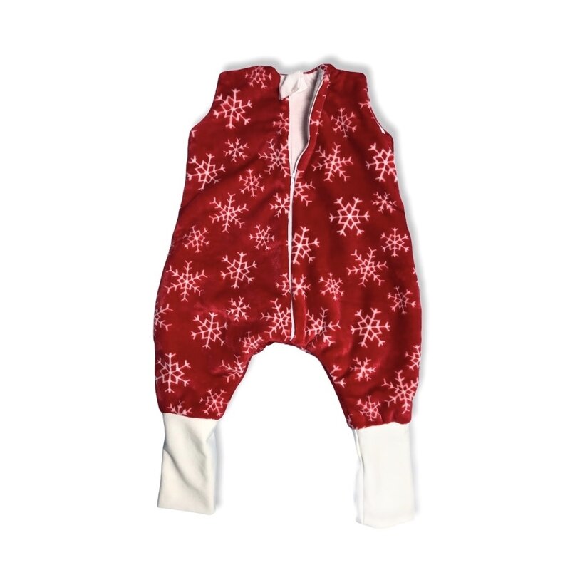 Deseda - sac de dormit de iarna cu picioare din cocolino fulgi de nea pe rosu
