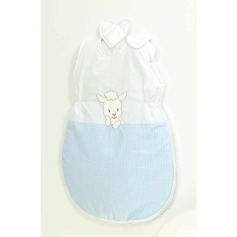 Amy - sac de dormit fara maneci oita cu broderie, 86 cm, 80x52 cm, albastru