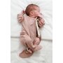 Babyly - Salopeta bebelusi cu maneca lunga si botosei, inchidere cu fermoar, Bej Fluid, marimea 56 - 5