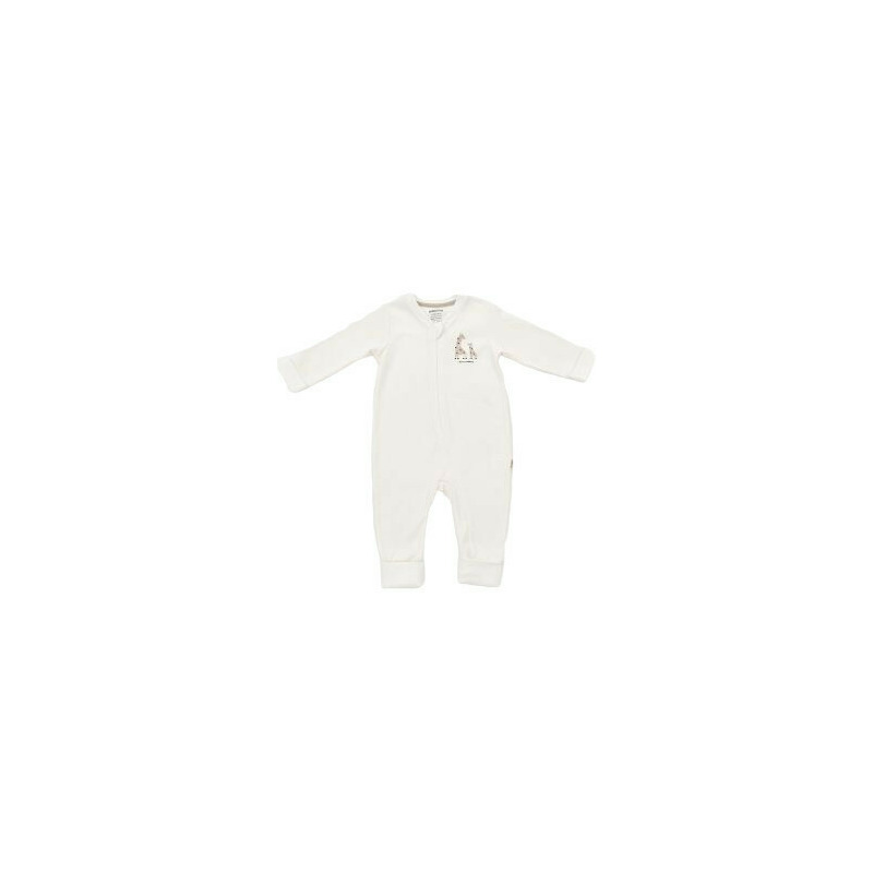 Salopeta cu fermoar Girafa, BabyCosy, 100% bumbac organic, Ecru (Marime: 18-24 Luni)