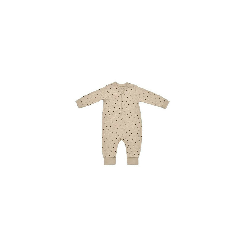 Salopeta cu fermoar si buline Girafa, BabyCosy, 100% bumbac organic, Mink (Marime: 12-18 Luni)