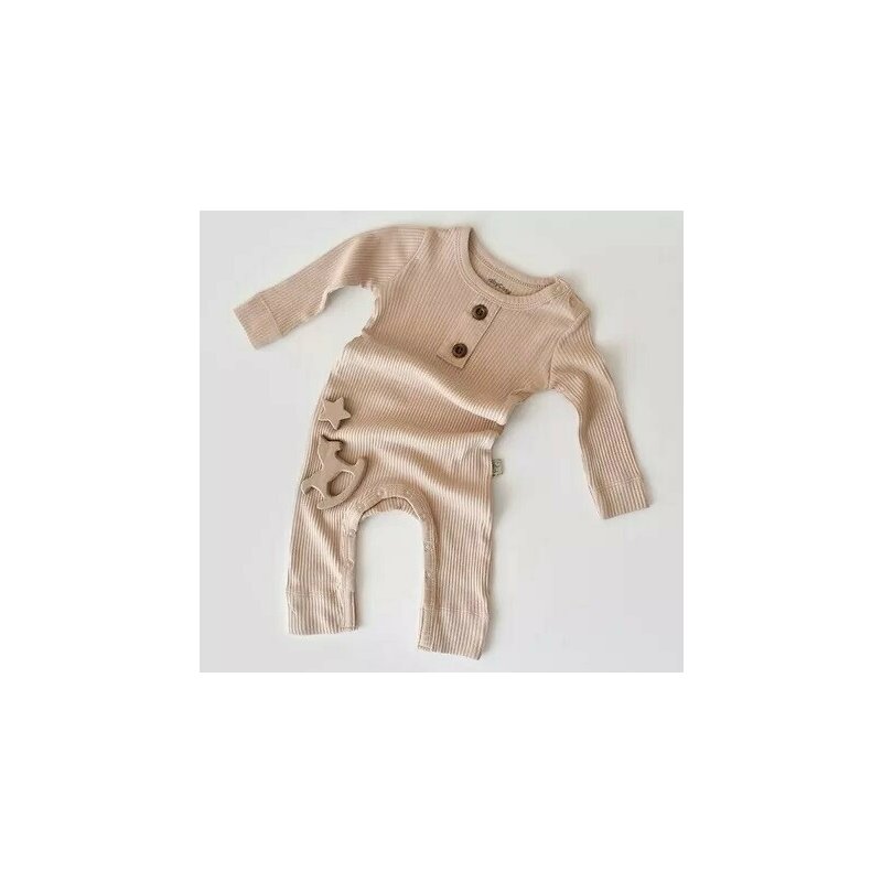 Salopeta cu maneca lunga si pantaloni lungi din bumbac organic si modal - Blush BabyCosy (Marime: 0-3 Luni)