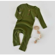 Salopeta cu maneca lunga si pantaloni lungi din bumbac organic si modal - Verde BabyCosy (Marime: 6-9 luni)