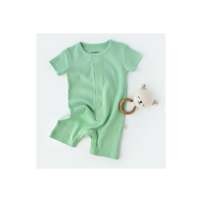 Salopeta cu pantaloni scurti - 100% bumbac organic - Mint, BabyCosy (Marime: 12-18 Luni)