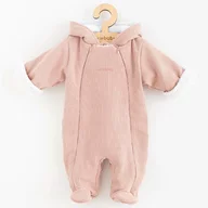 Salopeta de iarna, New Baby, Pentru bebelusi, Cu gluga, Marime 68, Din bumbac si elastan, Cu captuseala din polar, Frosty Pink