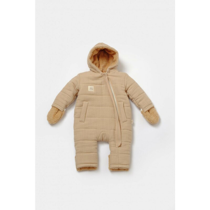 Salopeta de iarna pentru bebelusi, Winter muselin, 100% bumbac - Apricot, BabyCosy (Marime: 18-24 Luni)