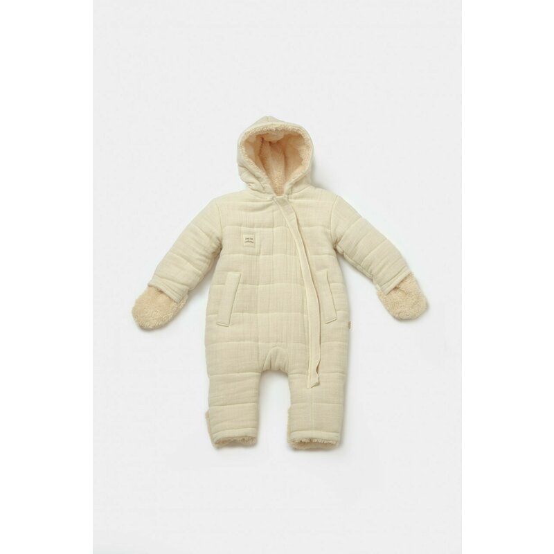 Salopeta de iarna pentru bebelusi, Winter muselin, 100% bumbac - Stone, BabyCosy (Marime: 18-24 Luni)