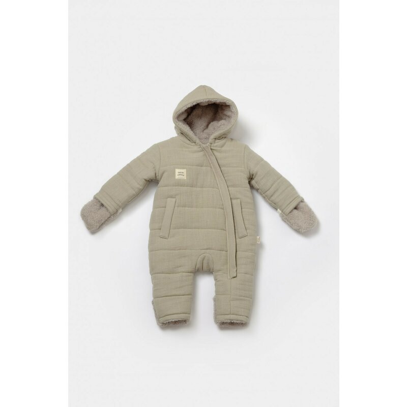 Salopeta de iarna pentru bebelusi, Winter muselin, 100% bumbac - Verde, BabyCosy (Marime: 18-24 Luni)