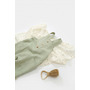 Salopeta de vara cu buzunare din muselina, BabyCosy, 100% bumbac organic, verde (Marime: 6-9 luni) - 2