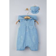 Salopeta de vara cu gluga pentru bebelusi, Tongs baby (Culoare: Albastru, Marime: 6-9 luni)