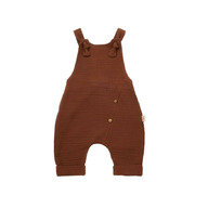 Salopeta de vara cu pantaloni lungi din muselina, BabyCosy, 100%bumbac, caramiziu (Marime: 6-9 luni)