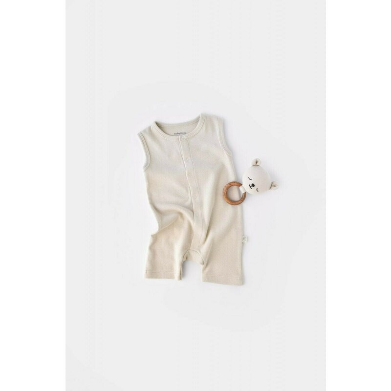 Salopeta fara maneci si pantaloni scurti - 100% bumbac organic - Stone, BabyCosy (Marime: 12-18 Luni)