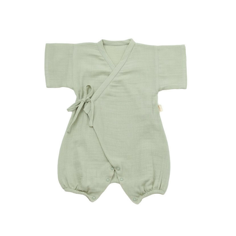 Salopeta petrecuta din muselina, BabyCosy, 100% bumbac organic, Verde (Marime: 18-24 Luni)