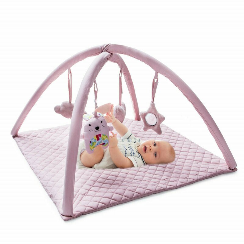 Babyjem - saltea de activitati cu bara jucarii soft cotton (culoare: roz)