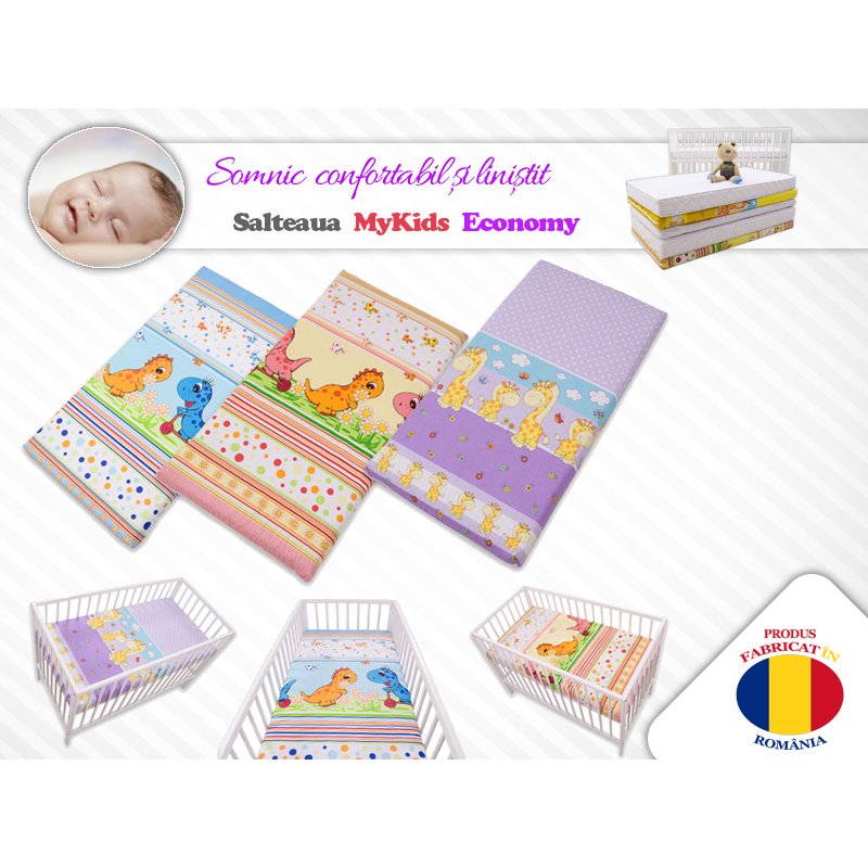 Mykids - saltea fibra cocos economy i color , diverse modele 120x60x7 cm