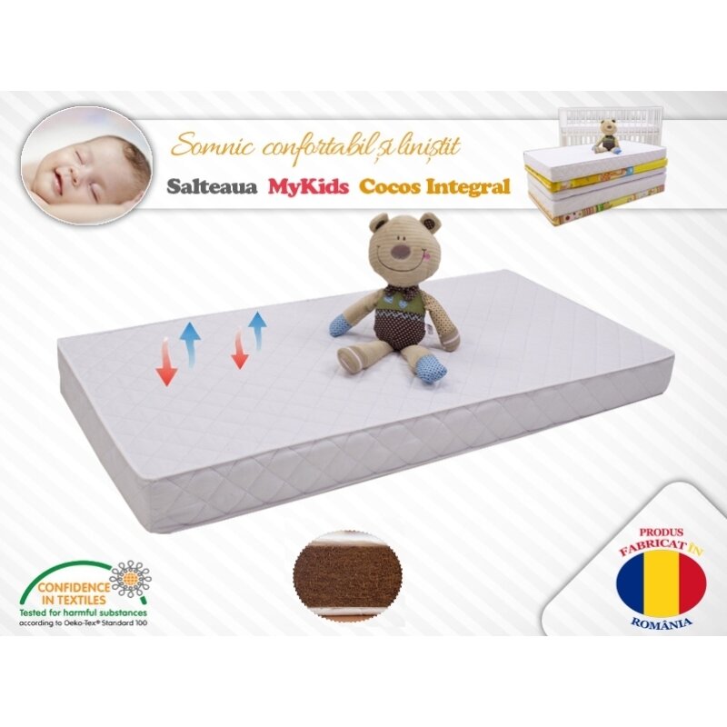 Saltea MyKids Fibra De Cocos Integral 140x70x6 Husa Microfibra Matlasata