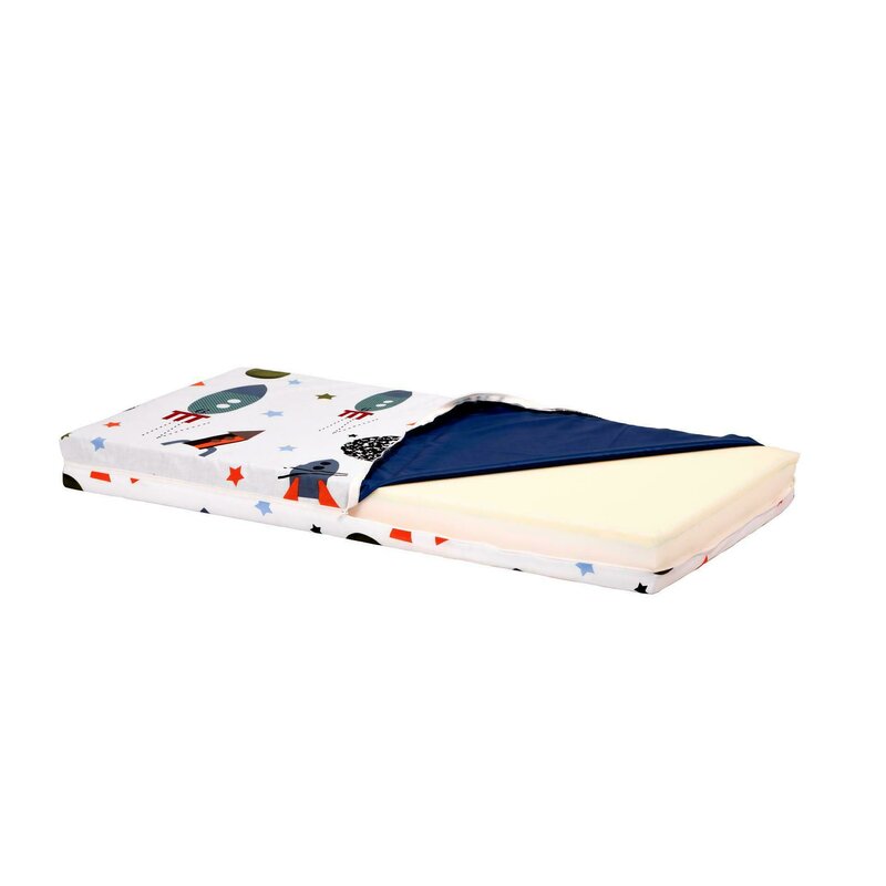Somnart - saltea pat ortopedica cu husa protectie impermeabila pentru bebelusi si copii model rachete 60x120