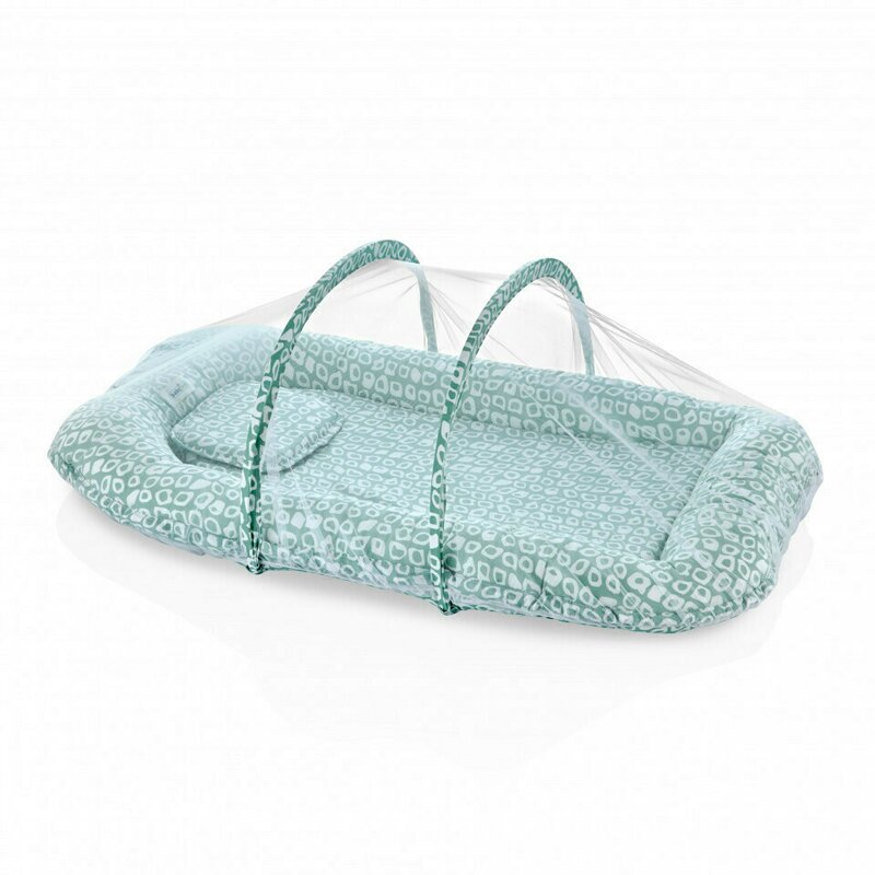 Babyjem - saltea reductor babynest cu pernuta si plasa insecte sleep safe (culoare: gri)