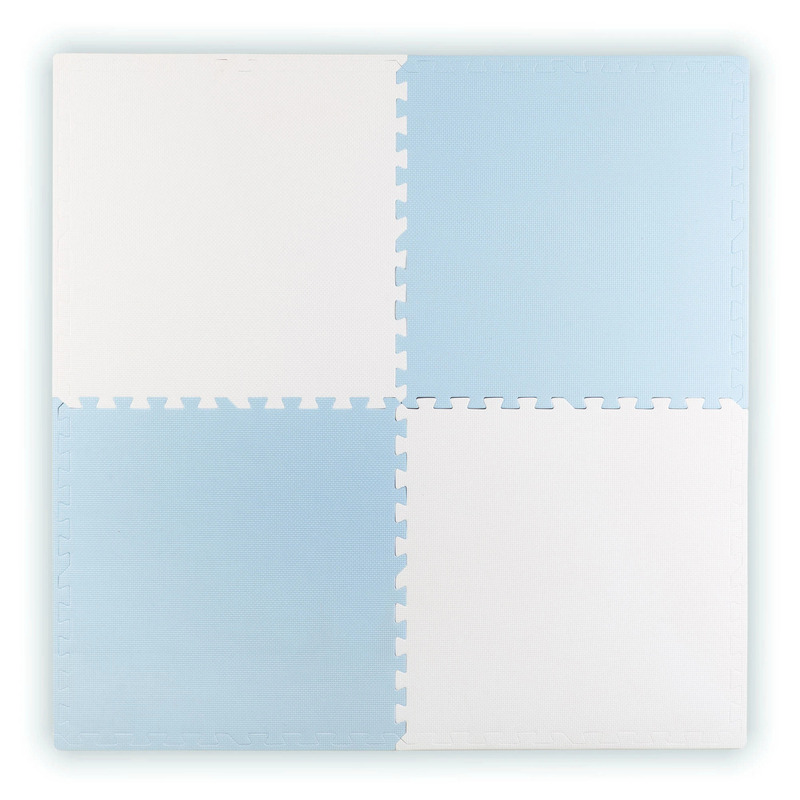 Covoras puzzle, Ricokids, 120x120 cm, Alb/Albastru