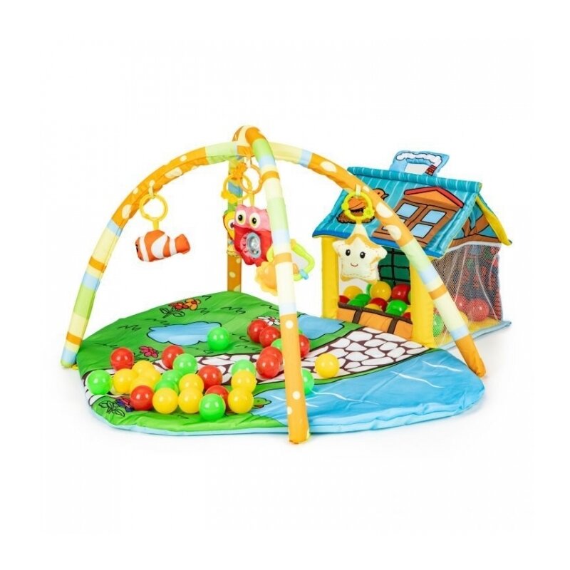 Ecotoys - salteluta interactiva 518a-13 cu jucarii, cu 30 de bile, cu casuta