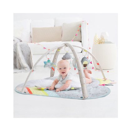 Salteluta interactiva, Skip Hop, Silver Lining Cloud, Cu jucarii cu sunete si lumini, Oglinda, Perna, 91 × 91 × 48 cm, Multicolor