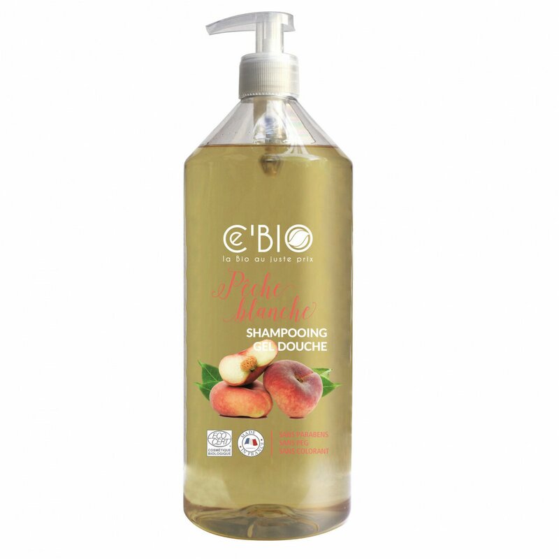 Sampon si gel de dus organic 2 in 1 cu piersici albe 1000 ml CE\'BIO