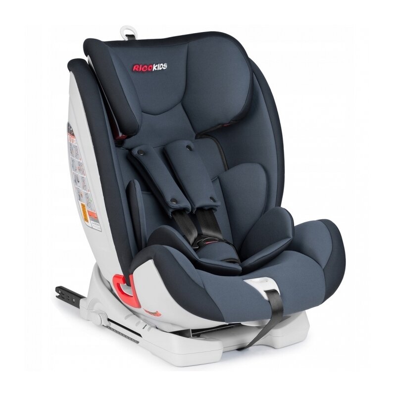 Ricokids - scaun auto reno spatar reglabil, protectie laterala, 9-36 kg, cu isofix, gri