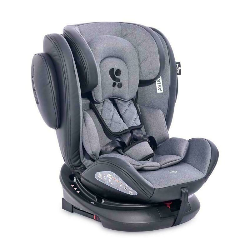 Lorelli - Scaun auto Aviator Spatar reglabil, Protectie laterala, Rotire 360 grade Dark, 0-36 Kg, cu Isofix, Gri/Negru