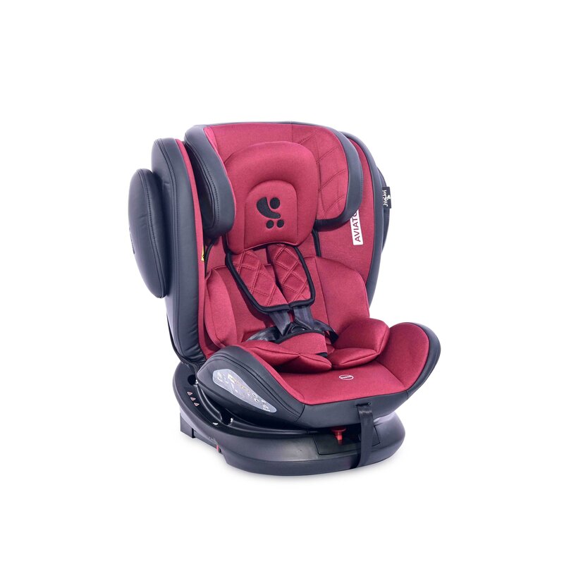 Lorelli - scaun auto aviator spatar reglabil, protectie laterala, rotire 360 grade, 0-36 kg, cu isofix, negru/rosu