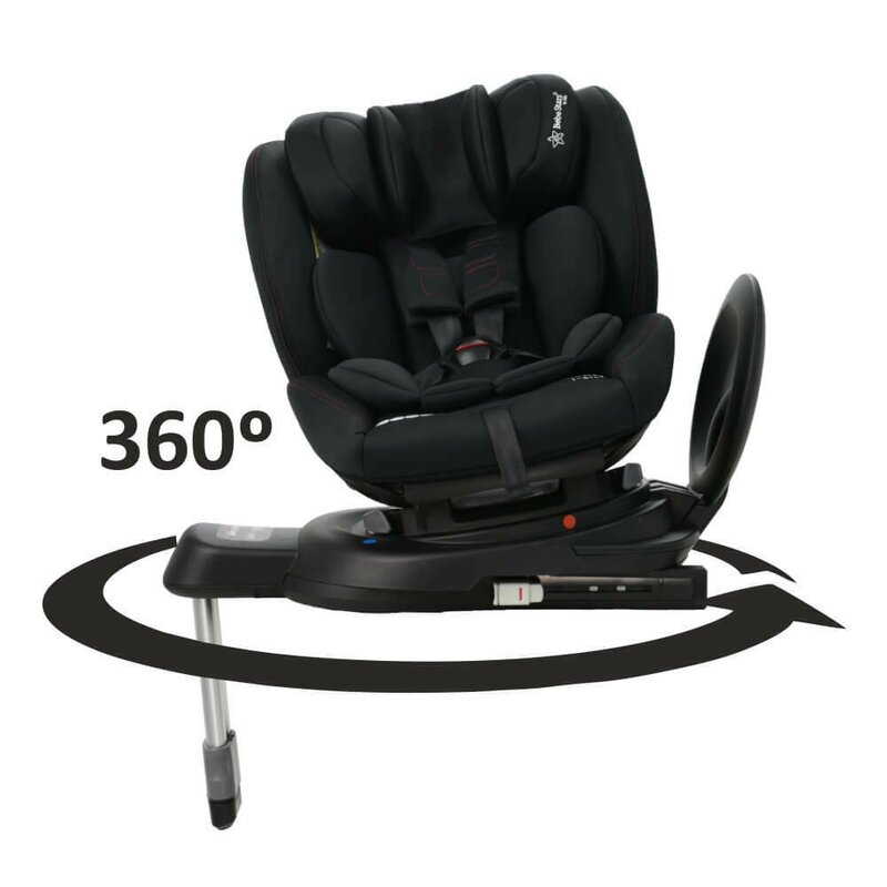 Scaun auto, Bebe Stars, Megan, I-size, 40-105 cm, Cu picior de sprijin, Rotire 360° grade, Tehnologie Isofix, Spatar reglabil, Tetiera reglabila, Conform cu ECE R129/03, Black