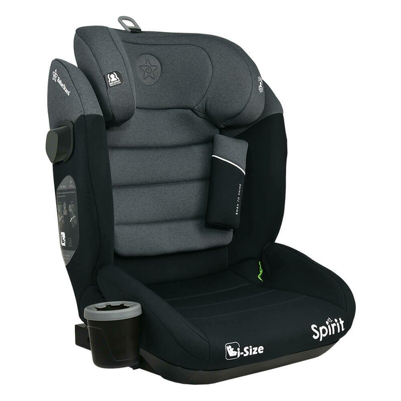 Scaun auto, Bebe Stars, Spirit, I-size, 100-150 cm, Tehnologie Isofix, Spatar reglabil, Tetiera reglabila, Sistem de protectie impotriva impctului, Include suport pahar, Conform cu ECE R129/03, Grey