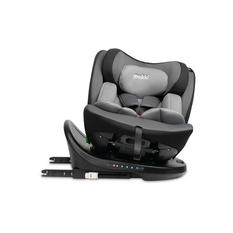 Scaun auto, Caretero, Mokki, i-Size, 40-150 cm, 0-36 kg, Cu sistem Isofix+Top Teather, Rotire 360 grade, Reglare spatar in 5 trepte, Reglare tetiera in 7 trepte, 0 luni+, Conform R129, Gri