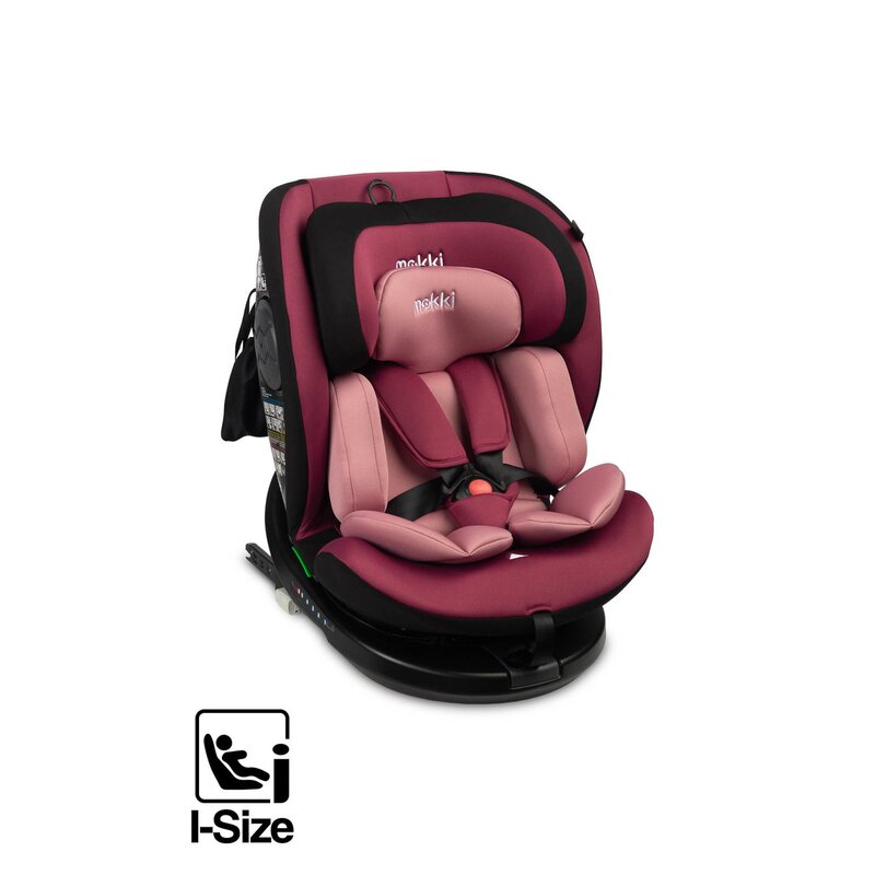 Scaun auto, Caretero, Mokki, i-Size, 40-150 cm, 0-36 kg, Cu sistem Isofix+Top Teather, Rotire 360 grade, Reglare spatar in 5 trepte, Reglare tetiera in 7 trepte, 0 luni+, Conform R129, Roz