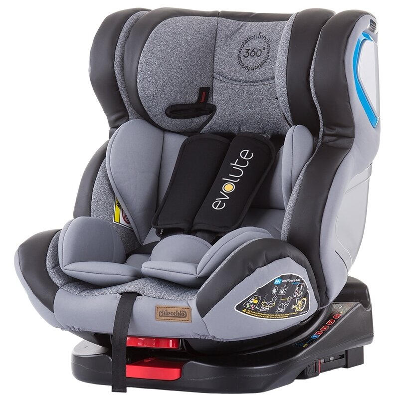 Chipolino - scaun auto evolute spatar reglabil, protectie laterala, rotire 360 grade mist, 0-36 kg, cu isofix