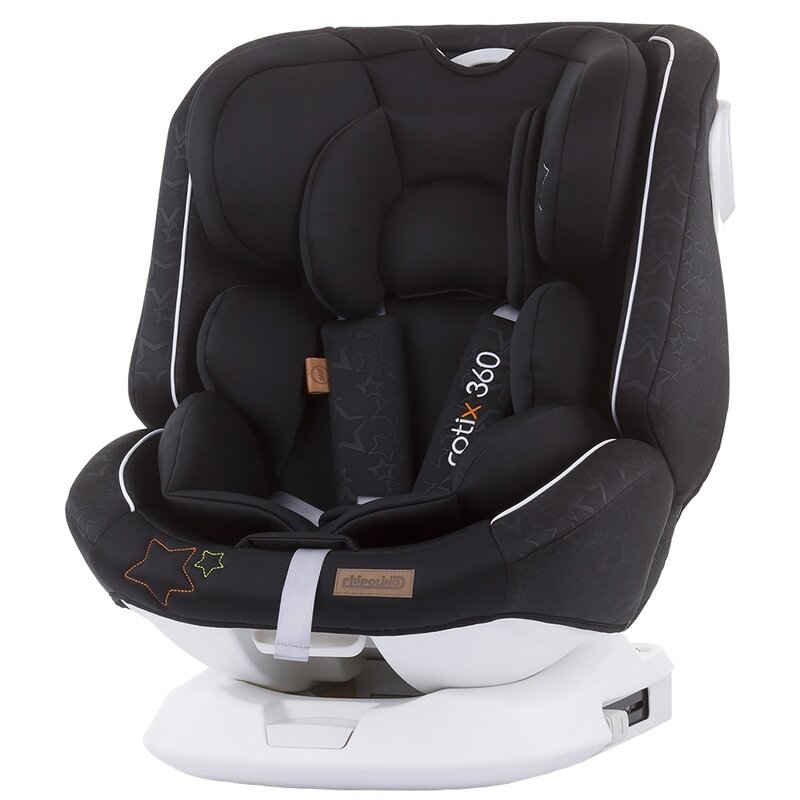 Chipolino - scaun auto rotix spatar reglabil, protectie laterala, rotire 360 grade carbon, 0-36 kg, cu isofix, negru