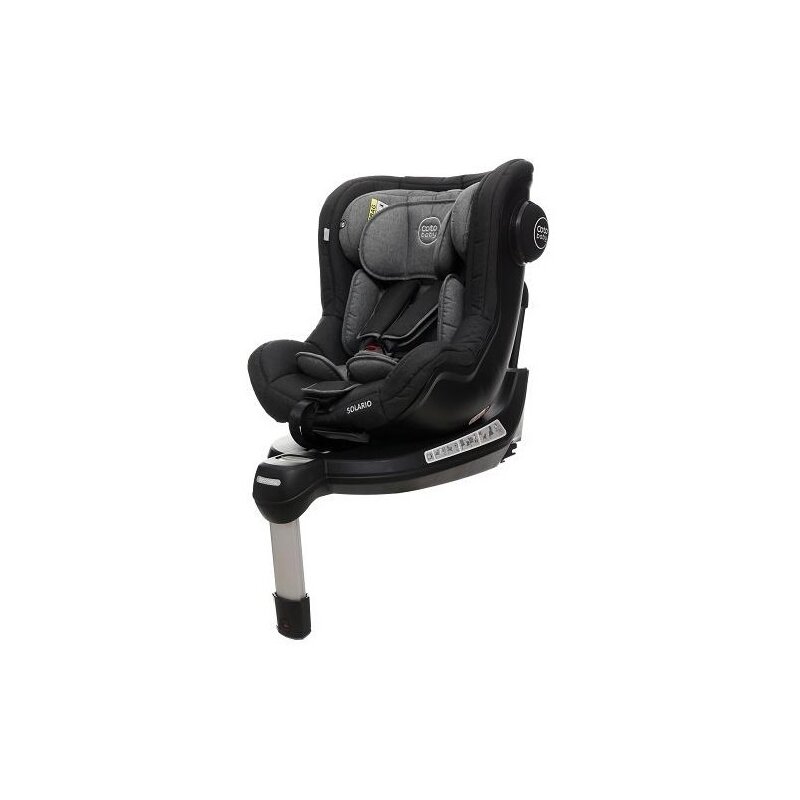 Coto Baby - Scaun auto Solario Melange Spatar reglabil, Protectie laterala, Rotire 360 grade, 0-18 Kg, cu Isofix, Negru