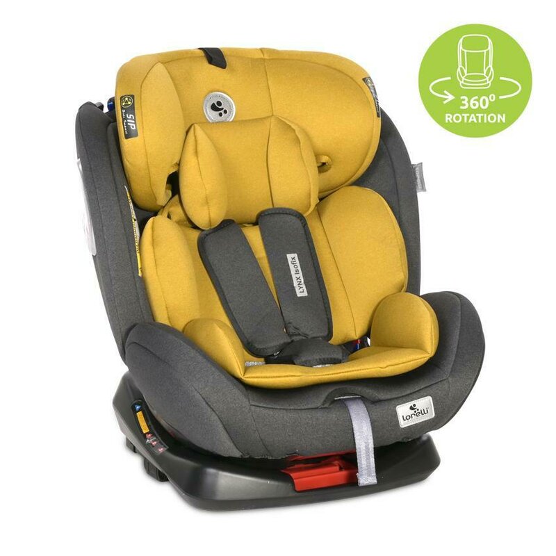 Scaun auto, Lynx, Isofix, 0-36 Kg, rotativ 360 grade, Black & Lemon Curry