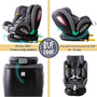 Scaun auto Platinum Deluxe i-Size Buf Boof cu isofix rotativ 360 grade Top Tether SIPS 40-150 cm 0-36 kg SimpleGrey - 14