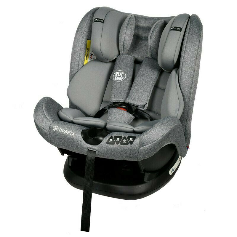 BUF BOOF - Scaun auto Ruby Deluxe Pozitie de somn 137 grade Spatar reglabil 0-36 Kg cu Isofix Gri