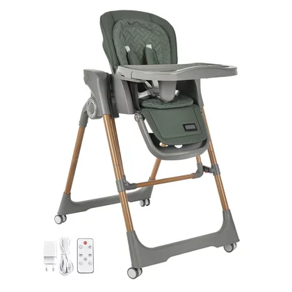 Scaun de masa 2 in 1, Bebe Stars, Serenna, Poate fi utilizat ca si leagan pentru copii, Cu telecomanda, Conform cu  EN12790-1,2:2023, EN71-3:2019+A1:2021, EN14988:2017+A2:2024, Green